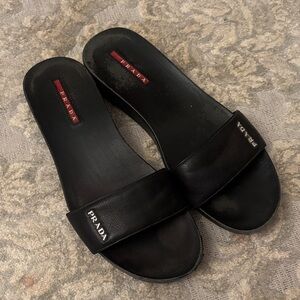 Prada Black Slide Sandals